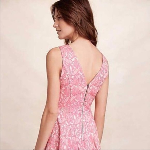 Maeve Anthropologie Claribel Dress Women’s Size 4 Pink Jacquard Fit & Flare - Picture 13 of 16